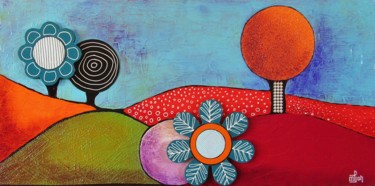 Peinture intitulée "power flowers 4" par Marie-Pierre Jan, Œuvre d'art originale, Acrylique