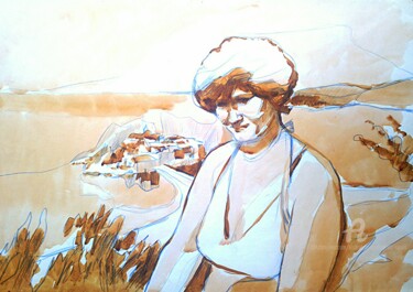 Quand saint Stefan ete dans mon pays ! Peinture intitulée "Quand saint Stefan…" par Slobodan Spasojevic (Spaki), Œuvre d'art originale, Aquarelle