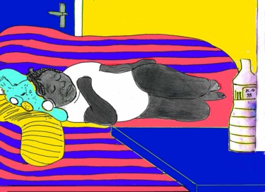 Dibujo titulada "Divinement allongée" por Grégoire Koboyan (Cricorps), Obra de arte original