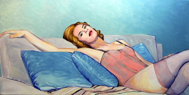 Pink Lady Painting titled "Pink Lady" by Emilia Amaro, Original Artwork, Acrylic