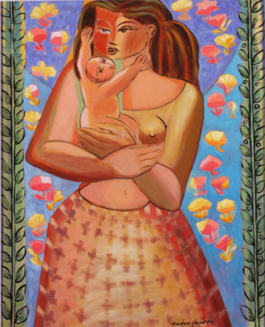 MÈRE DU PRINTEMPS Peinture intitulée "MÈRE DU PRINTEMPS" par Pedro De Leon, Œuvre d'art originale, Acrylique