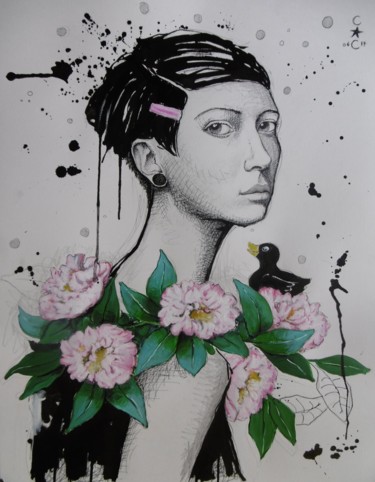 Peinture intitulée "encre" par Catherine Cornec, Œuvre d'art originale, Acrylique