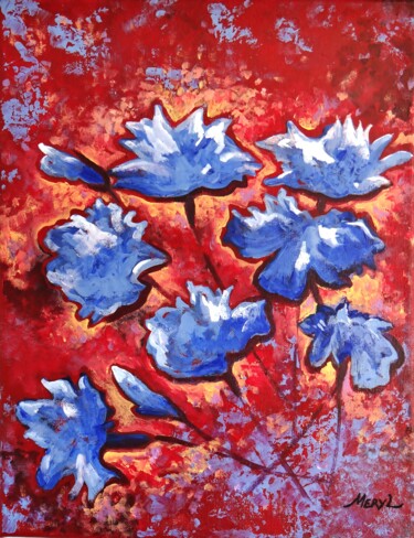 La danse des bleuets Peinture intitulée "La danse des bleuets" par Meryl, Œuvre d'art originale, Acrylique Monté sur Châssis en bois
