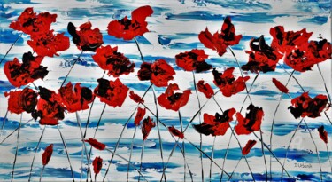 Red Poppies 1 90x50cm 绘画 标题为“Red Poppies 1 90x50…” 由Daniel Urbaník, 原创艺术品, 丙烯