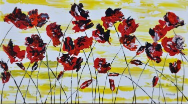 Red Poppies 2 90x50cm 绘画 标题为“Red Poppies 2 90x50…” 由Daniel Urbaník, 原创艺术品, 丙烯