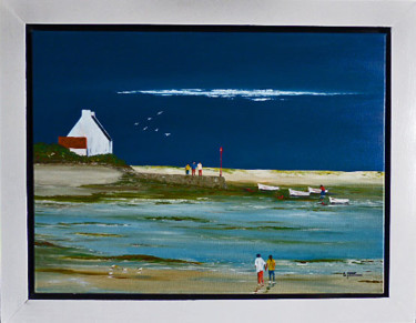 Peinture intitulée "Basse Mer" par Bernard Mahe, Œuvre d'art originale, Huile
