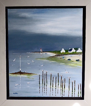 Peinture intitulée "Au rendez des goëla…" par Bernard Mahe, Œuvre d'art originale, Huile