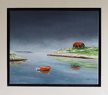 Peinture intitulée "Fjord" par Bernard Mahe, Œuvre d'art originale, Huile