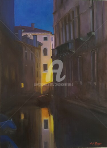 Noche misteriosa: Venecia/ Mysterious night Venice Pintura titulada "Noche misteriosa: V…" por Cristina Del Rosso, Obra de arte original, Oleo
