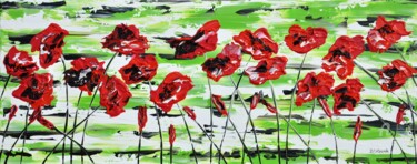 绘画 标题为“Red Poppies 100x40cm” 由Daniel Urbaník, 原创艺术品, 丙烯