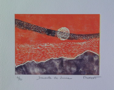 印花与版画 标题为“DESCENTE DE LUNE RE…” 由Michèle Froment, 原创艺术品, Linocuts