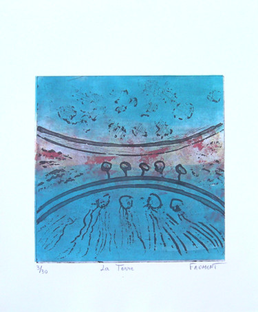 印花与版画 标题为“LA TERRE REF. 103A…” 由Michèle Froment, 原创艺术品, 雕刻 安装在其他刚性面板上