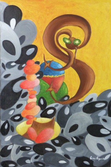 Peinture intitulée "Guardião" par César Azevedo, Œuvre d'art originale, Huile Monté sur Châssis en bois