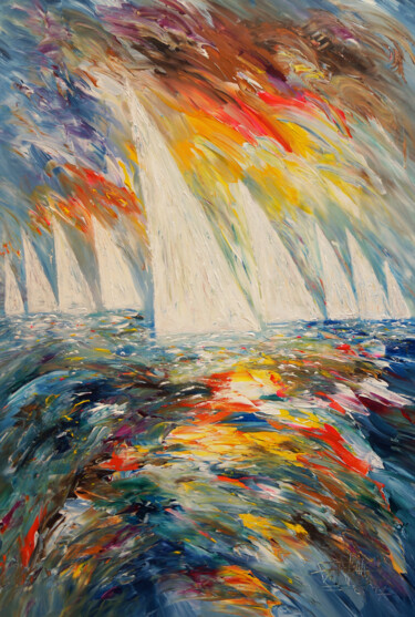 绘画 标题为“Sailing M 4” 由Peter Nottrott, 原创艺术品, 丙烯