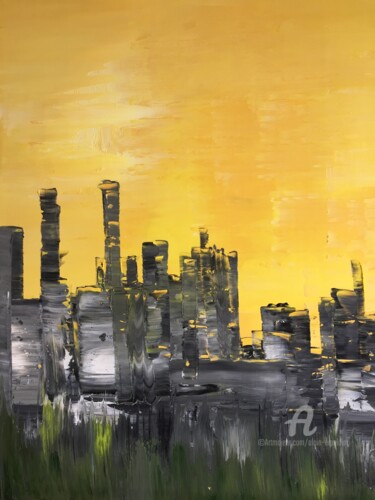 Pintura intitulada "Externsteine III" por Alain Erpelding, Obras de arte originais, Óleo