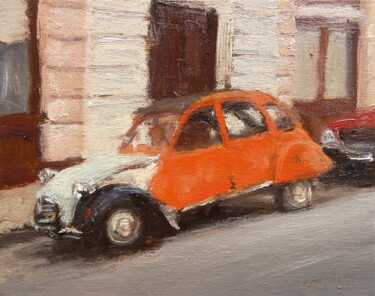 Painting titled "2 CV Juil 17" by Manuel Leonardi, Original Artwork, Oil