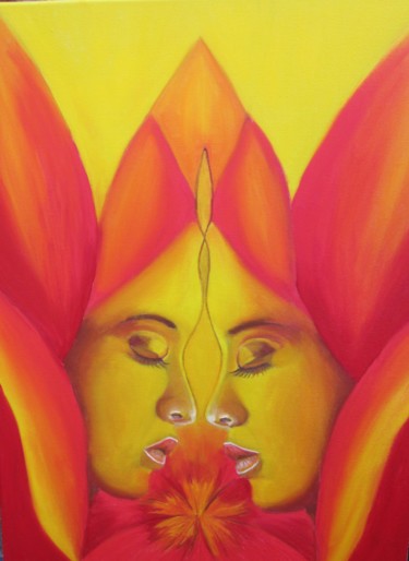 Peinture intitulée "Le miroir de l'âme." par Alix, Œuvre d'art originale, Huile