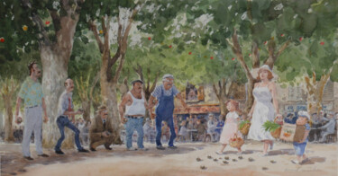 Peinture intitulée "La  traversée - Pét…" par Vincent Monluc, Œuvre d'art originale, Aquarelle