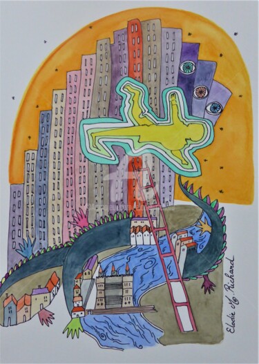 Peinture intitulée "Above all This" par Elodie M. Richard, Œuvre d'art originale, Aquarelle