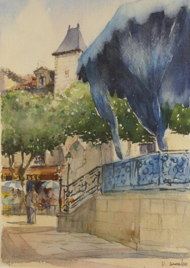 Painting titled "Maison Louis XIV St…" by Vincent Monluc, Original Artwork, Watercolor