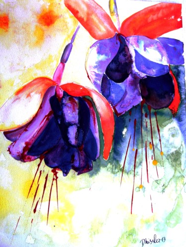 제목이 "fuchsias-de-mon-jar…"인 미술작품 Dominique Missler로, 원작, 잉크