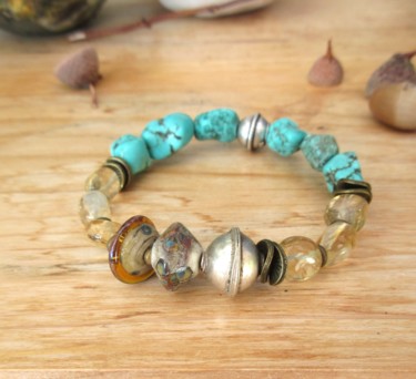Artisanat intitulée "douceurs-d-ete.jpg" par Anne-Marie Tollet, Œuvre d'art originale, Bracelets