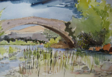 Painting titled "L'Ouvèze et son Pon…" by Jacqueline De Streel, Original Artwork