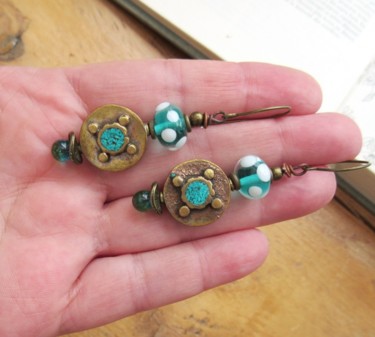 Artisanat intitulée "moments-melancoliqu…" par Anne-Marie Tollet, Œuvre d'art originale, Boucles d'oreilles