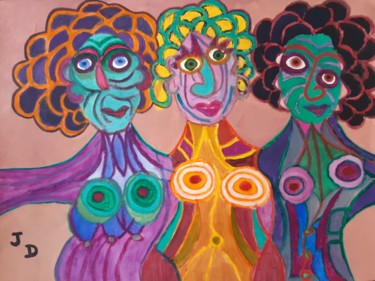 Painting titled "Les Trois Grâces 20…" by Jacques Desvaux (JD), Original Artwork, Acrylic