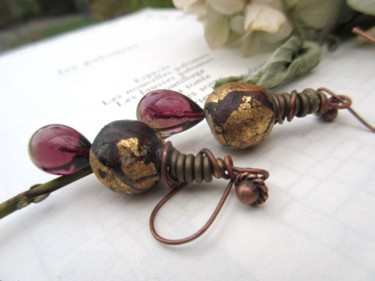 Artisanat intitulée "parcelles-d-or.jpg" par Anne-Marie Tollet, Œuvre d'art originale, Boucles d'oreilles