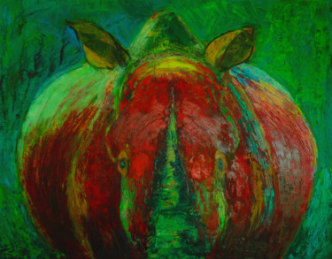 Rhino Rhinoceros Animal Painting Obraz Zwierzęta 绘画 标题为“Rhino Rhinoceros An…” 由Magdalena Walulik, 原创艺术品, 丙烯