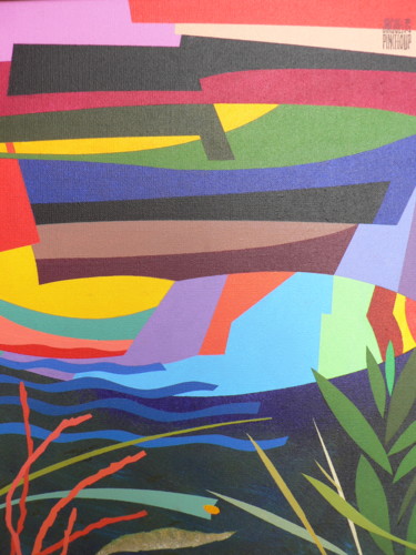 Painting titled ""Vision Aquatique"" by Jacques Pinceloup, Original Artwork, Acrylic
