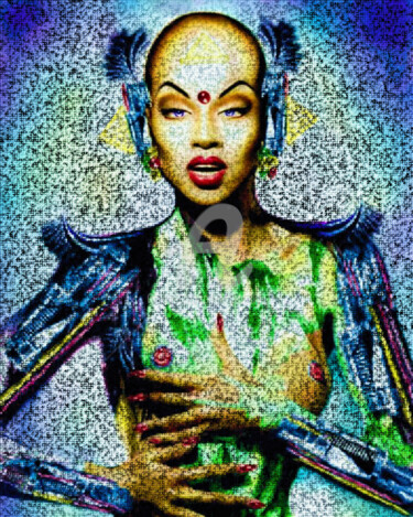 Digital Arts titled "Robot réplication." by Tito Villa, Original Artwork, Digital Painting
