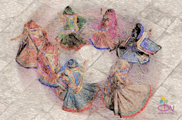 Digital Arts titled "ghoomar-dance-rajas…" by Devendra Negi, Original Artwork, Digital Painting