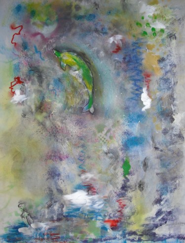 dauphin-joie.jpg Peinture intitulée "dauphin-joie.jpg" par Dominique Bertrand, Œuvre d'art originale, Pastel
