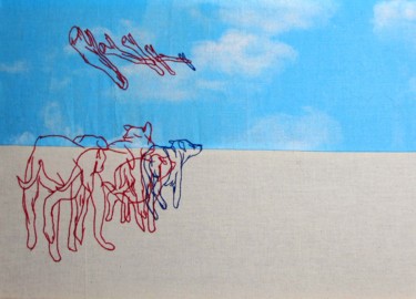Textile Art titled "Dog" by Camille Sagnes Kravtsova, Original Artwork
