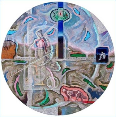 Painting titled "Tondo de Diana caza…" by Manolo Yanes, Original Artwork
