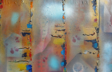 Mats en flamme sur la dune Peinture intitulée "Mats en flamme sur…" par Dominique Bertrand, Œuvre d'art originale, Acrylique Monté sur Panneau de bois