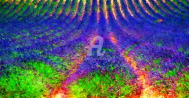 Digital Arts titled "La lavande de Prove…" by Tito Villa, Original Artwork, Digital Painting
