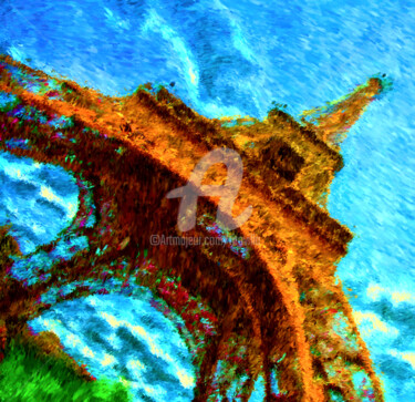La tour Eiffel. Eiffel Tower. Arts numériques intitulée "La tour Eiffel. Eif…" par Tito Villa, Œuvre d'art originale, Peinture numérique