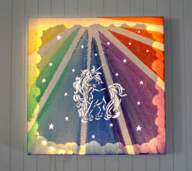 Collages titled "Tableau lumineux LE…" by Lune Et Animo, Original Artwork, Other