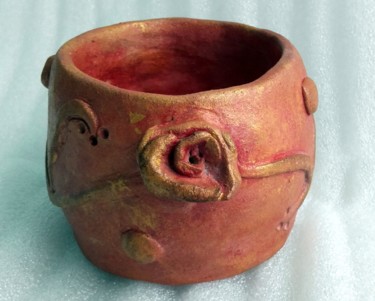 Artisanat intitulée "Mini-pot rosé" par Marian Cobos, Œuvre d'art originale, Décoration de maison