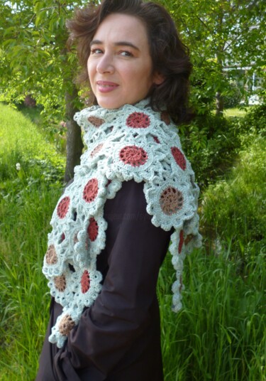 Design titled "Etole fleurs japona…" by Sylvie Moussier (La tête en fête), Original Artwork, Scarves & Wraps
