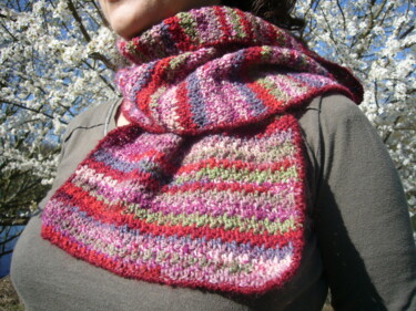 Design titled "Tour de cou multico…" by Sylvie Moussier (La tête en fête), Original Artwork, Scarves & Wraps