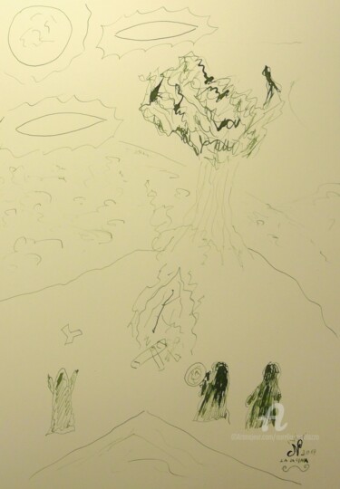Drawing titled "La Quercia Antica" by Aurelio Nicolazzo, Original Artwork, Ink