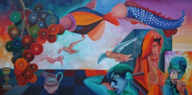 Pintura intitulada "DEUS BACO" por Emanuel Aguiar, Obras de arte originais, Óleo