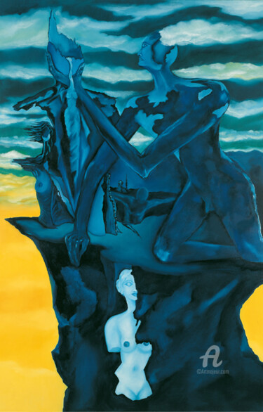Malerei mit dem Titel "Entstehung des Sein…" von Erich Kraft, Original-Kunstwerk, Öl