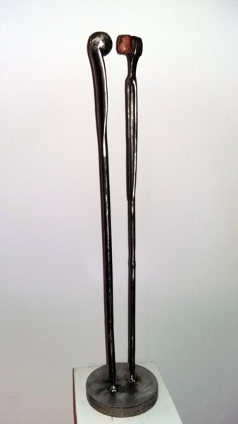 Sculpture titled "LA RENCONTRE DU COU…" by Gerard Lami, Original Artwork, Metals