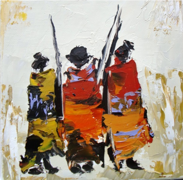 Peinture intitulée "massais-2.jpg" par Anne-Marie Tollet, Œuvre d'art originale, Huile