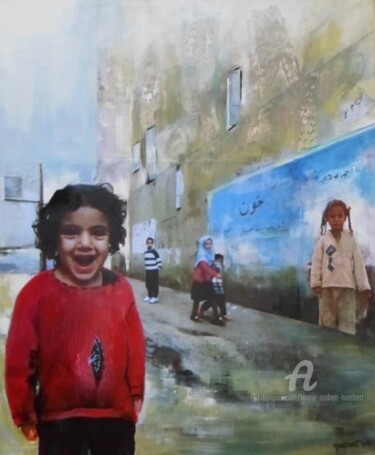 Peinture intitulée "Les enfants de Bagd…" par Marie Andrée Hembert, Œuvre d'art originale, Acrylique Monté sur Châssis en bo…